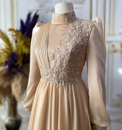 Modest Dresses Champagne Evening Dress