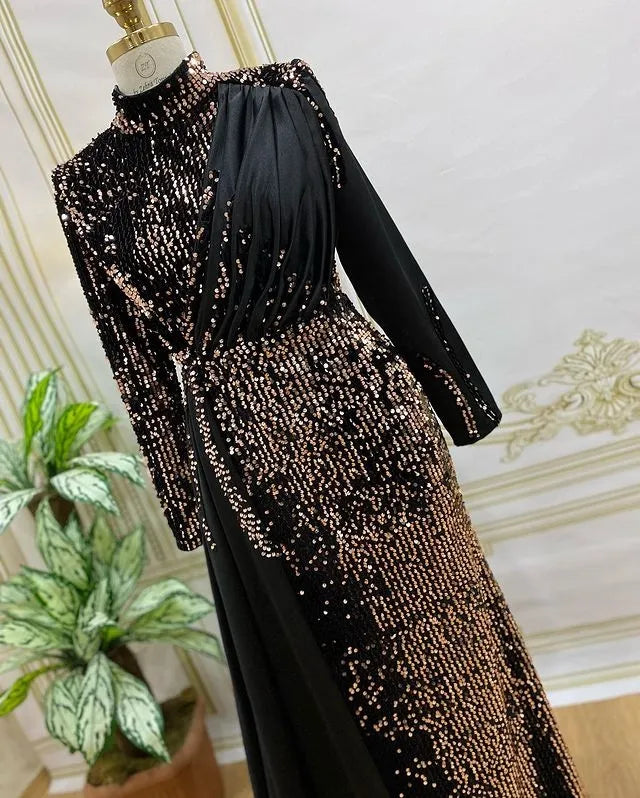 Black Mermaid Evening Dress Modest Dresses