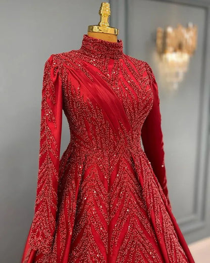 Red Mermaid Engagement Dress Nisanlik