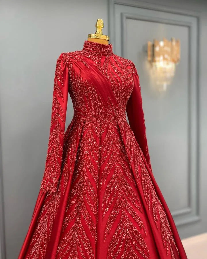 Red Mermaid Engagement Dress Nisanlik