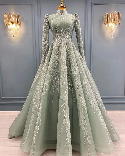 Light Green Wear Modest Dresses Abiye