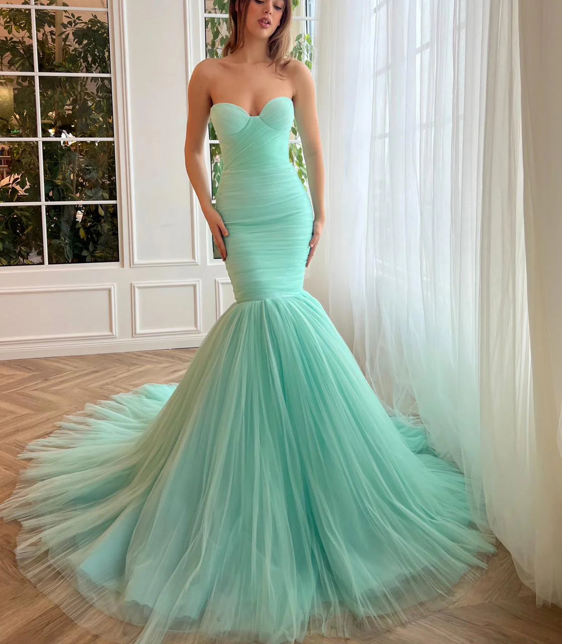 Turquoise Temptation Mermaid Evening Dress