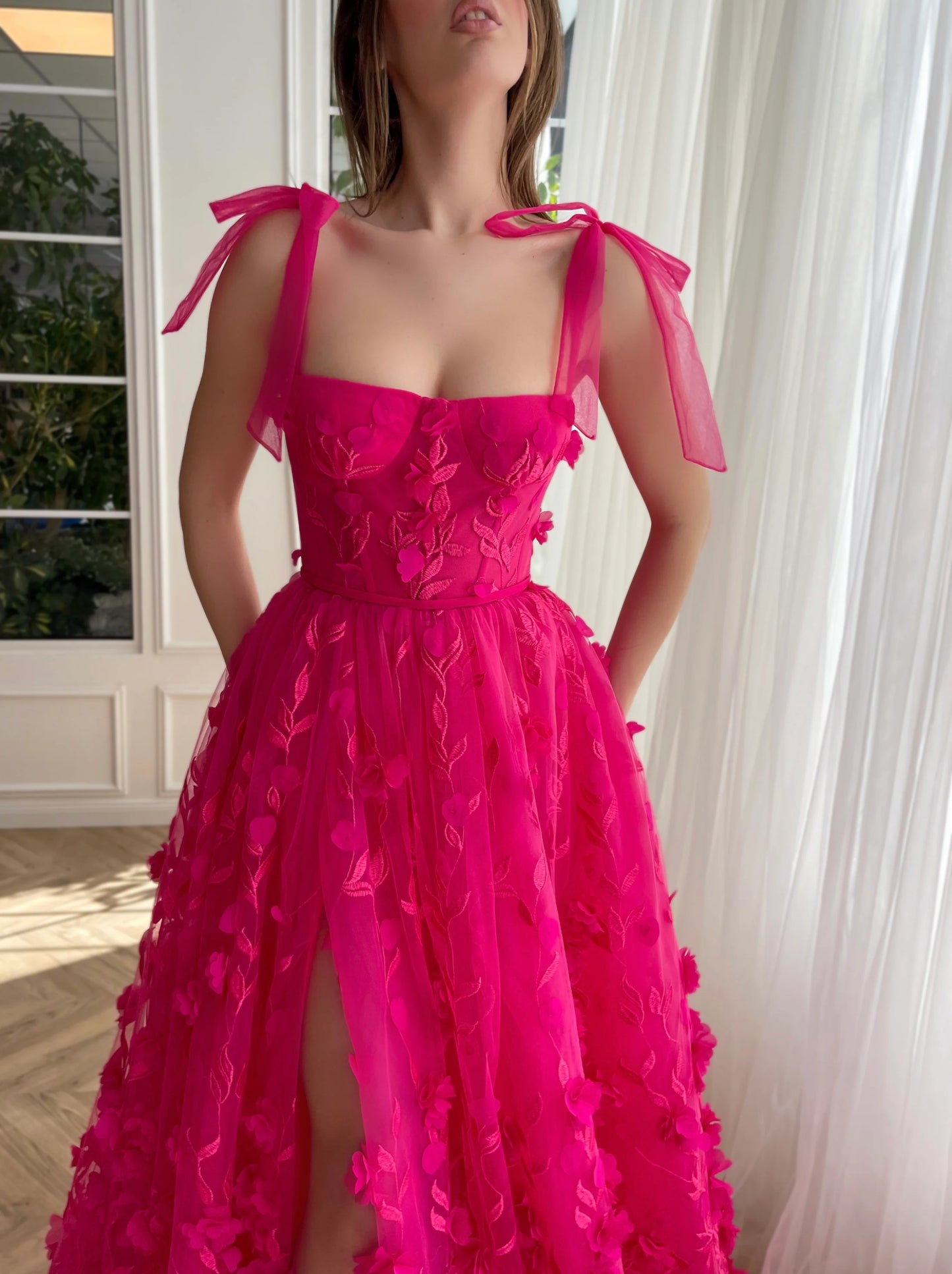 Fuchsia Elegance Lace Prom Gown