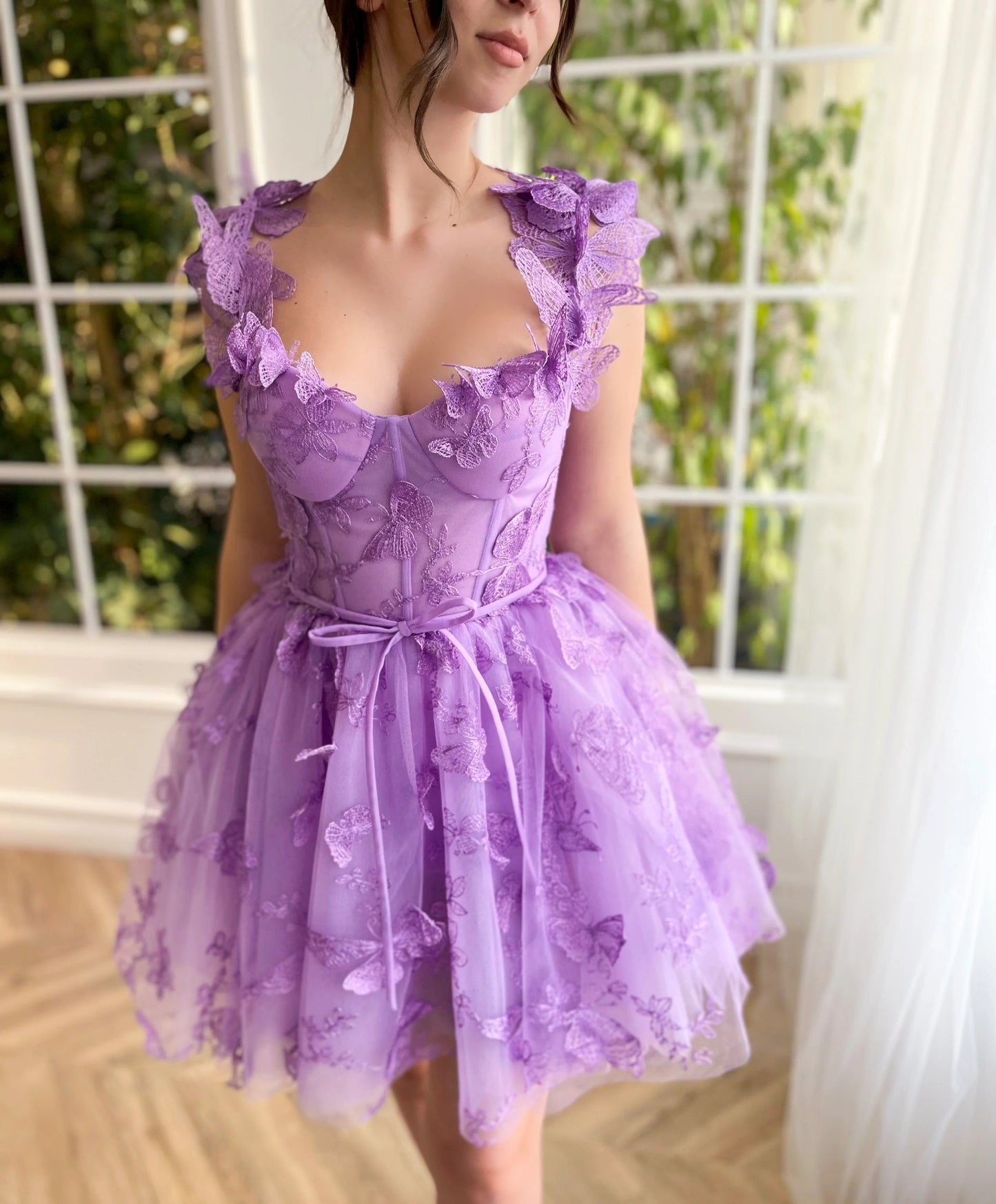 Lavender Flutter Mini Dress