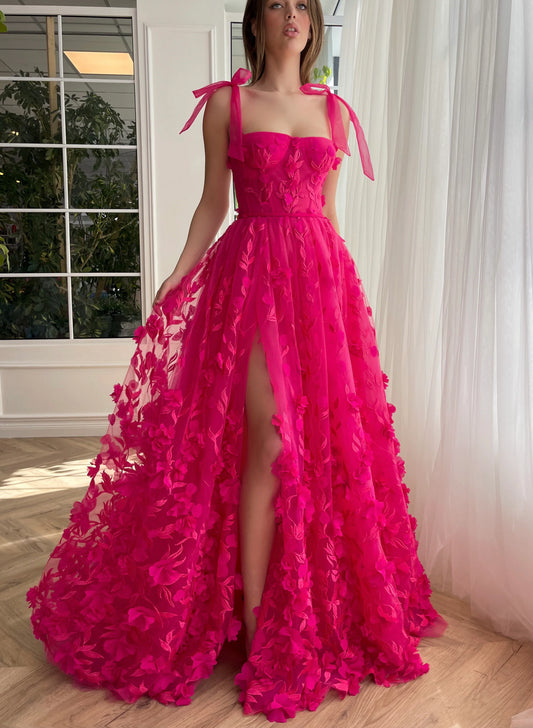 Fuchsia Elegance Lace Prom Gown