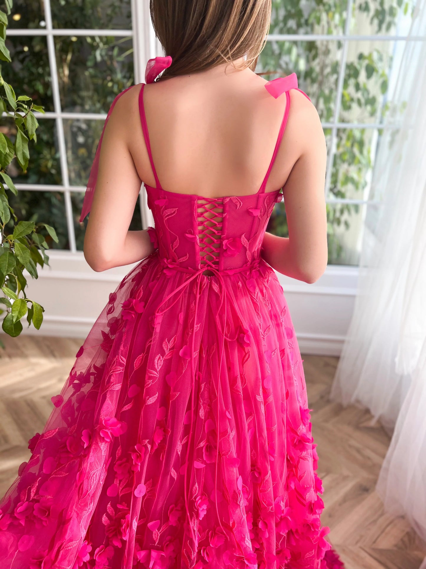 Fuchsia Elegance Lace Prom Gown