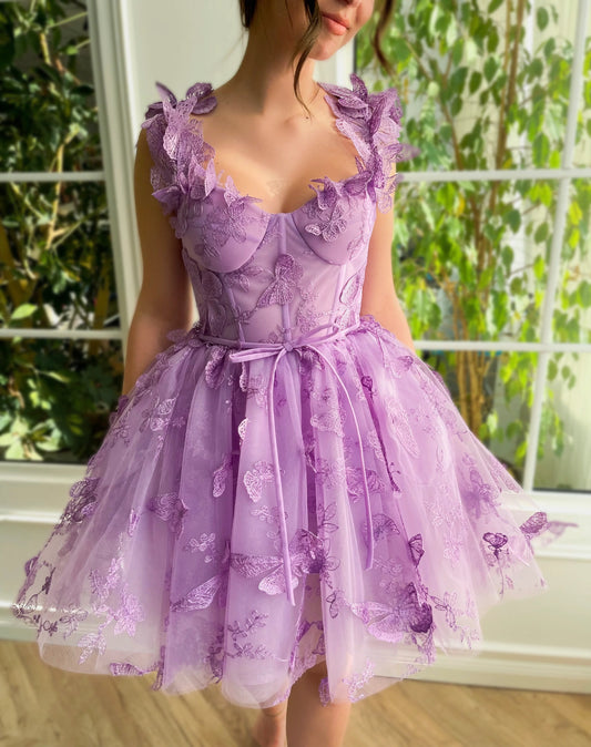 Lavender Flutter Mini Dress