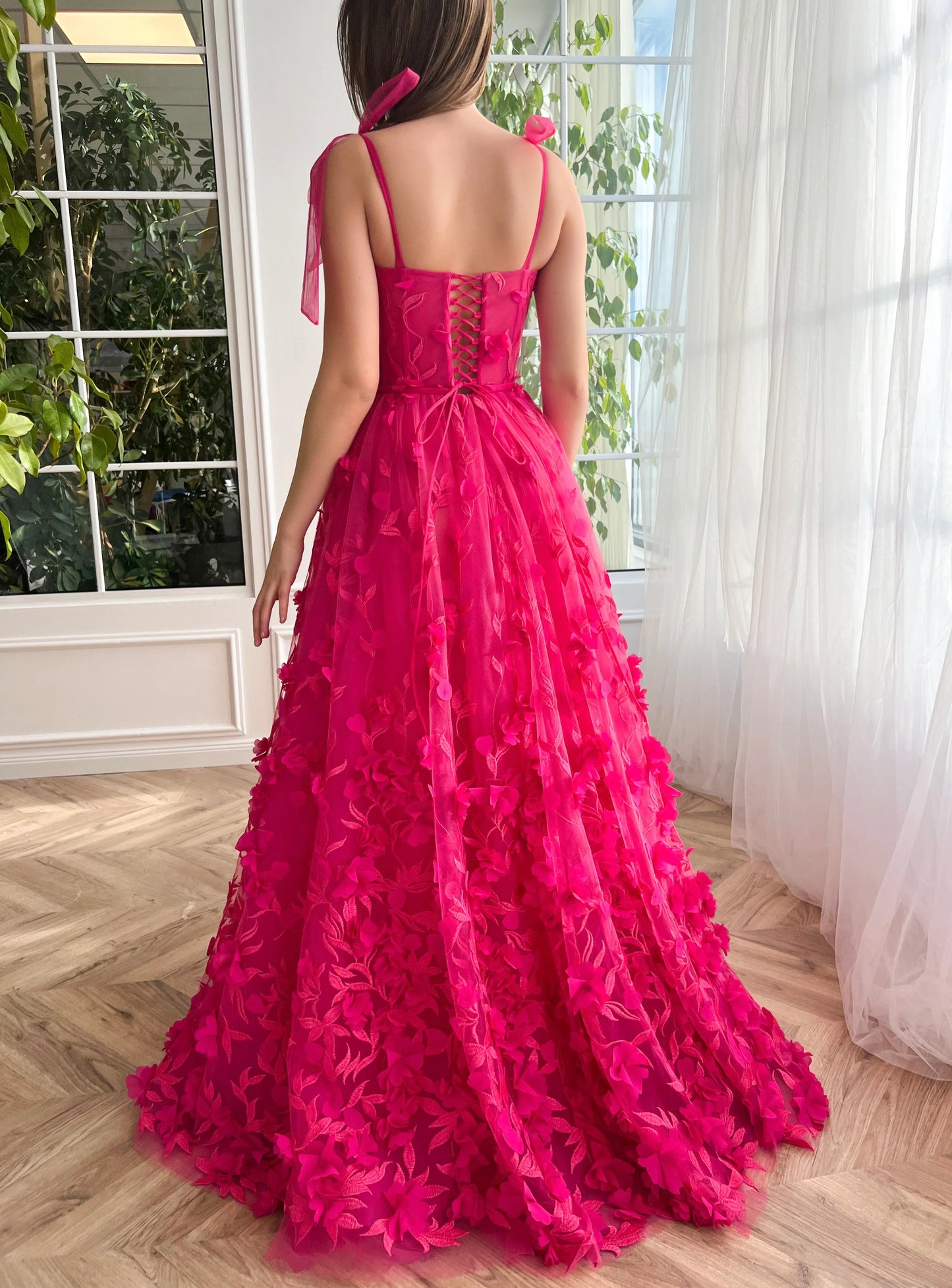 Fuchsia Elegance Lace Prom Gown