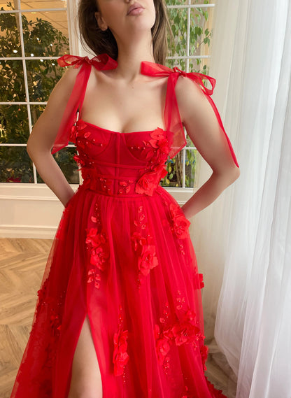 Scarlet Lace Red Prom Gown