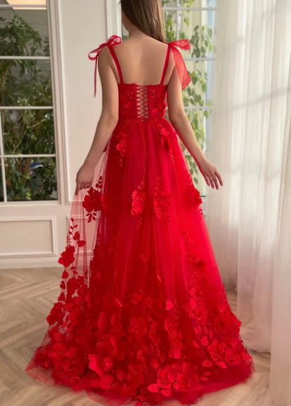 Scarlet Lace Red Prom Gown