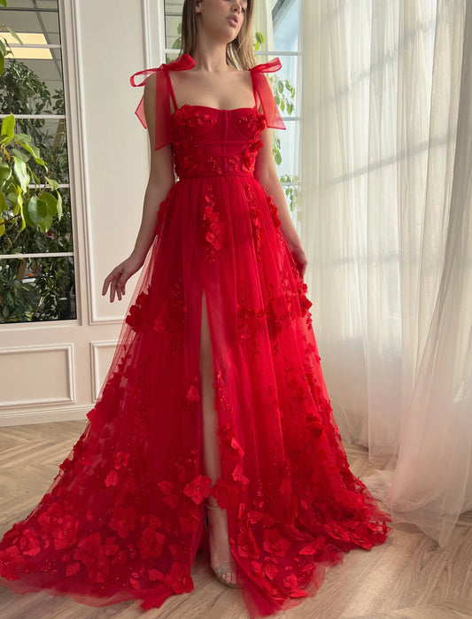 Scarlet Lace Red Prom Gown